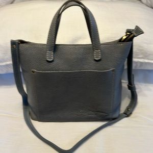 Portland Leather Goods Medium Zippered Crossbody Tote in Blue Steel.